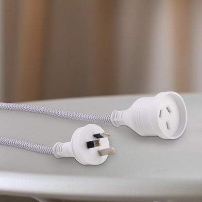 5m Braided Extension Lead Grey - grey braided cable, 5m indoor power lead, home extension cord