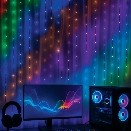 Arlec smart pixel curtain light 2m x 2m, RGB animated lighting with app control