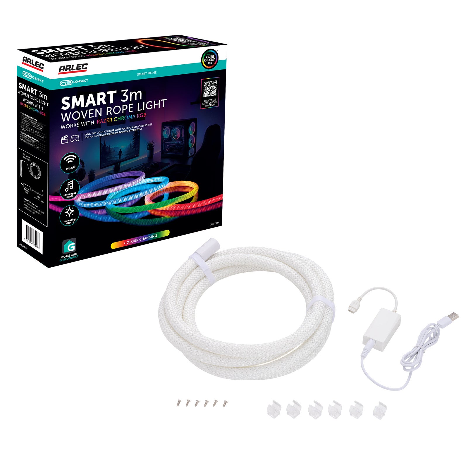 3m smart RGB woven rope light by Arlec, Grid Connect lighting solution