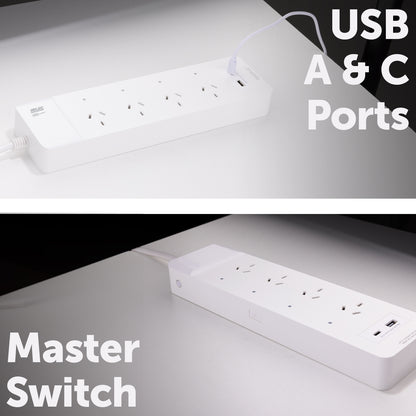 Arlec Smart 4 Outlet Powerboard with USB A & C Charger and Grid Connect App
