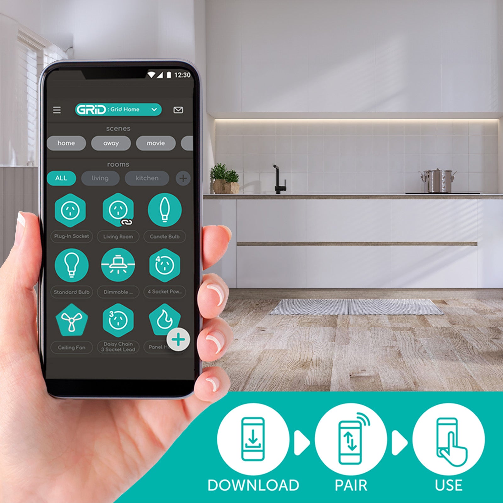 Smart RGB strip light with sound sync, Wi-Fi control, and segmented color effects for immersive lighting