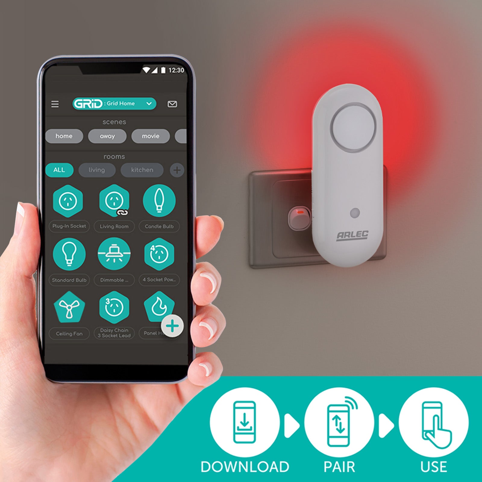 Smart bedside light kit with app scheduling, CCT/RGB options, compatible with Alexa, Google Assistant