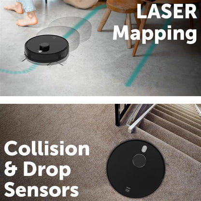 Smart robotic vacuum with laser navigation, app and voice control, 2500Pa suction, mopping function, and virtual wall support