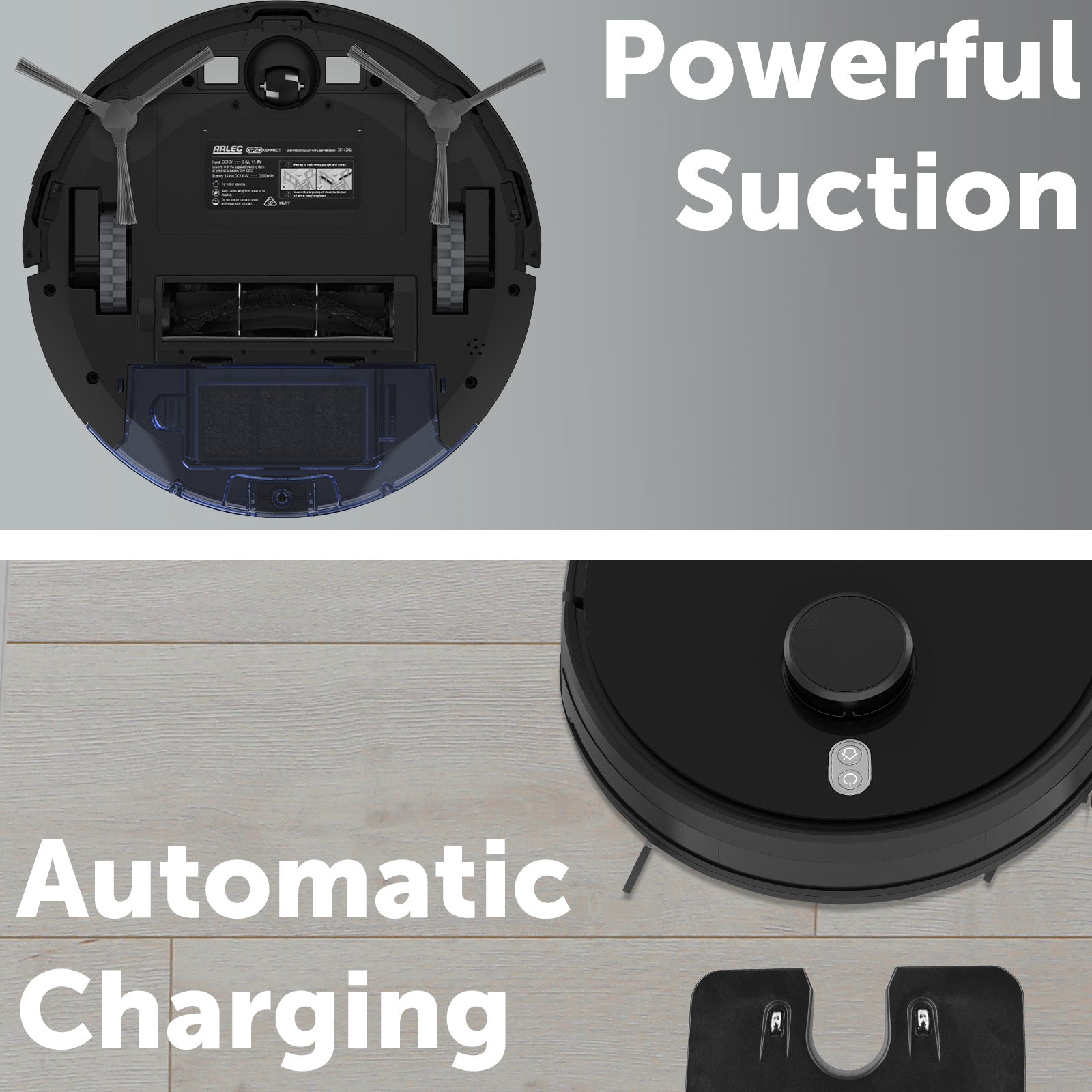 Smart robotic vacuum with laser navigation, app and voice control, 2500Pa suction, mopping function, and virtual wall support