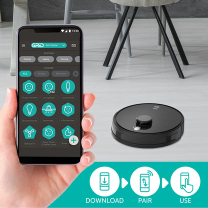 Smart robotic vacuum with laser navigation, app and voice control, 2500Pa suction, mopping function, and virtual wall support
