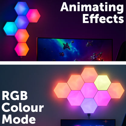 9-pack smart modular hexagon lights with sound sync and RGB, Arlec Grid Connect