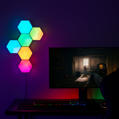 9-pack smart modular hexagon lights with sound sync and RGB, Arlec Grid Connect