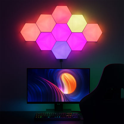 9-pack smart modular hexagon lights with sound sync and RGB, Arlec Grid Connect