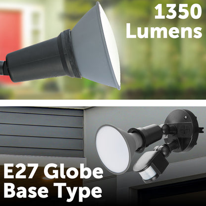 Smart PAR38 LED globe with E27 base, 1350 lumens brightness, CCT adjustment, and app-controlled scheduling
