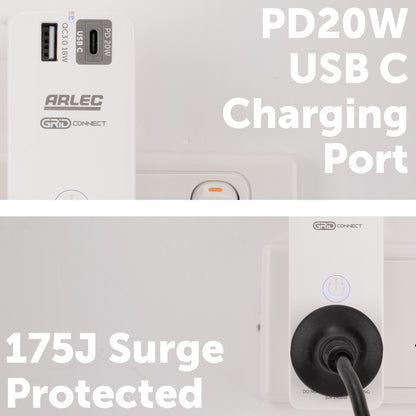 Arlec Grid Connect Smart Plug Socket with USB PD20W and Energy Meter