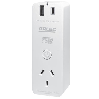 Arlec smart plug with USB, Wi-Fi socket for home automation, Grid Connect compatible power adaptor