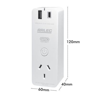 Arlec smart plug with USB, Wi-Fi socket for home automation, Grid Connect compatible power adaptor