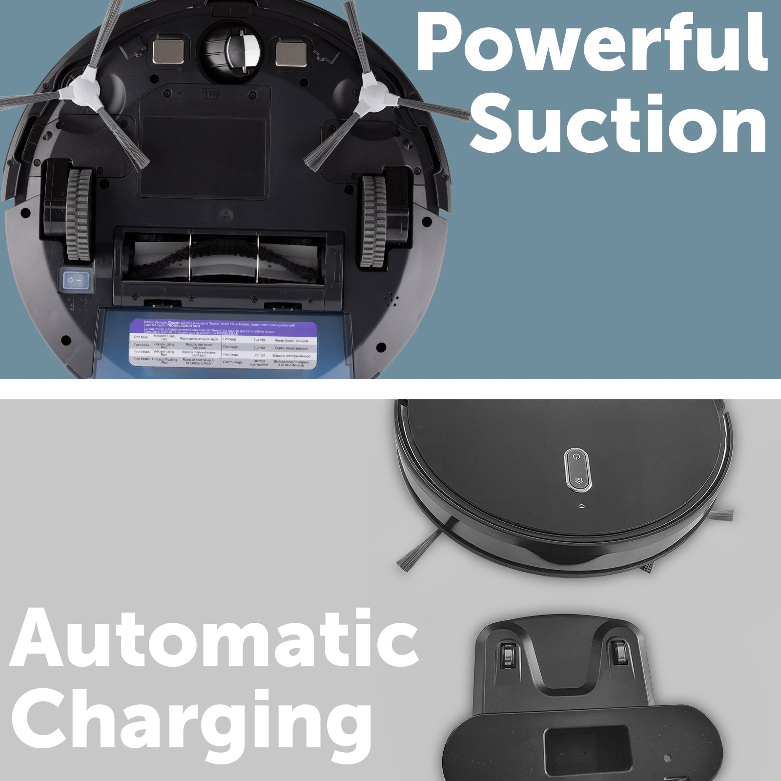 Wi-Fi robotic vacuum cleaner with mop, 1400Pa suction, app and voice control, and up to 110 minutes runtime