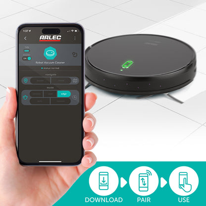 Wi-Fi robotic vacuum cleaner with mop, 1400Pa suction, app and voice control, and up to 110 minutes runtime