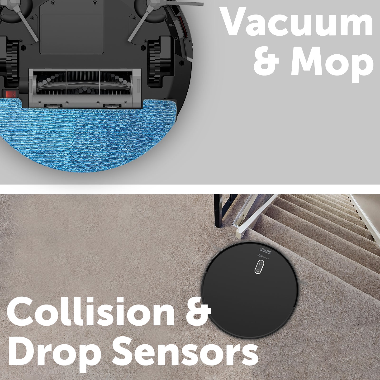 Wi-Fi robotic vacuum cleaner with mop, 1400Pa suction, app and voice control, and up to 110 minutes runtime