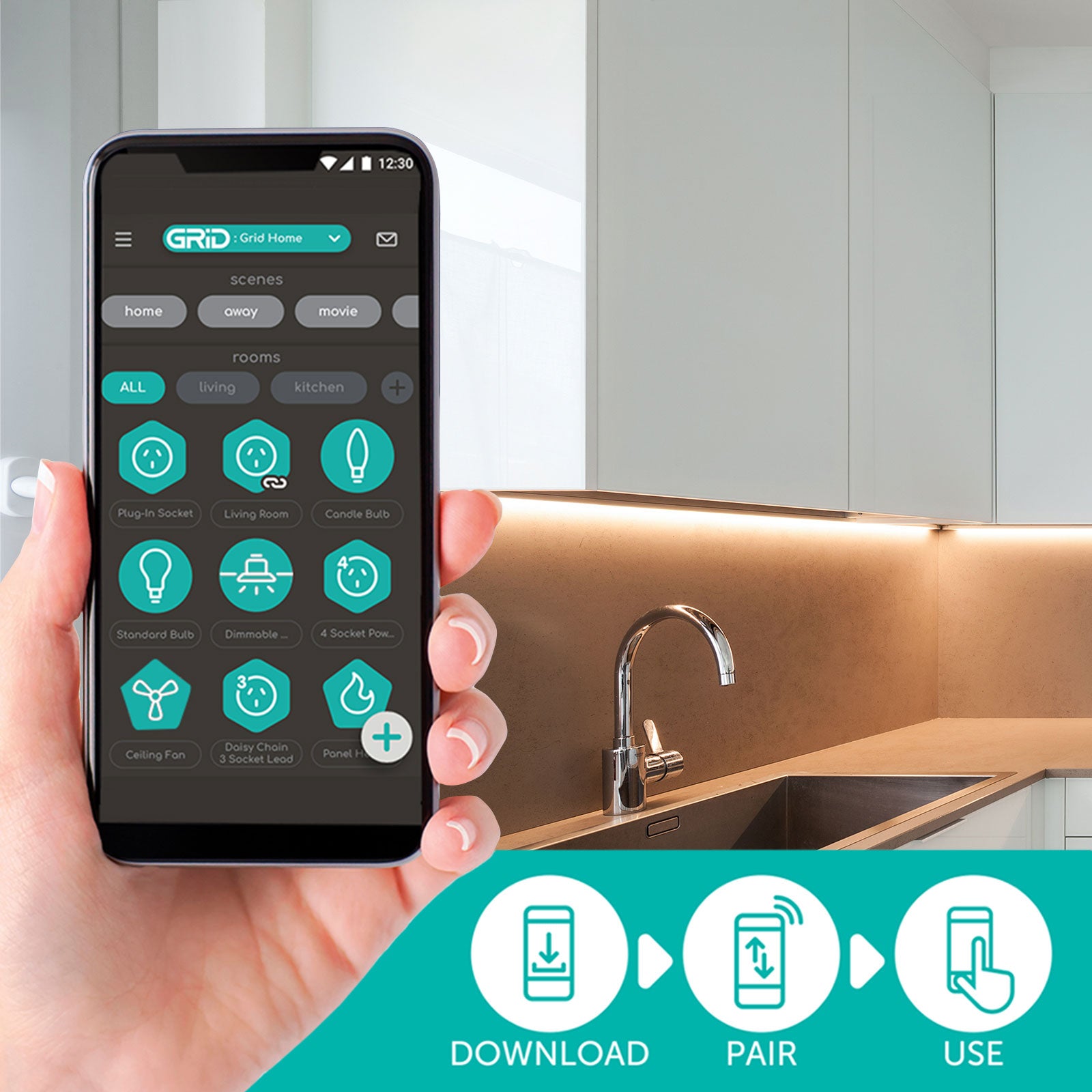 Arlec smart slimline RGB bar light – under cabinet Wi-Fi LED strip with app control