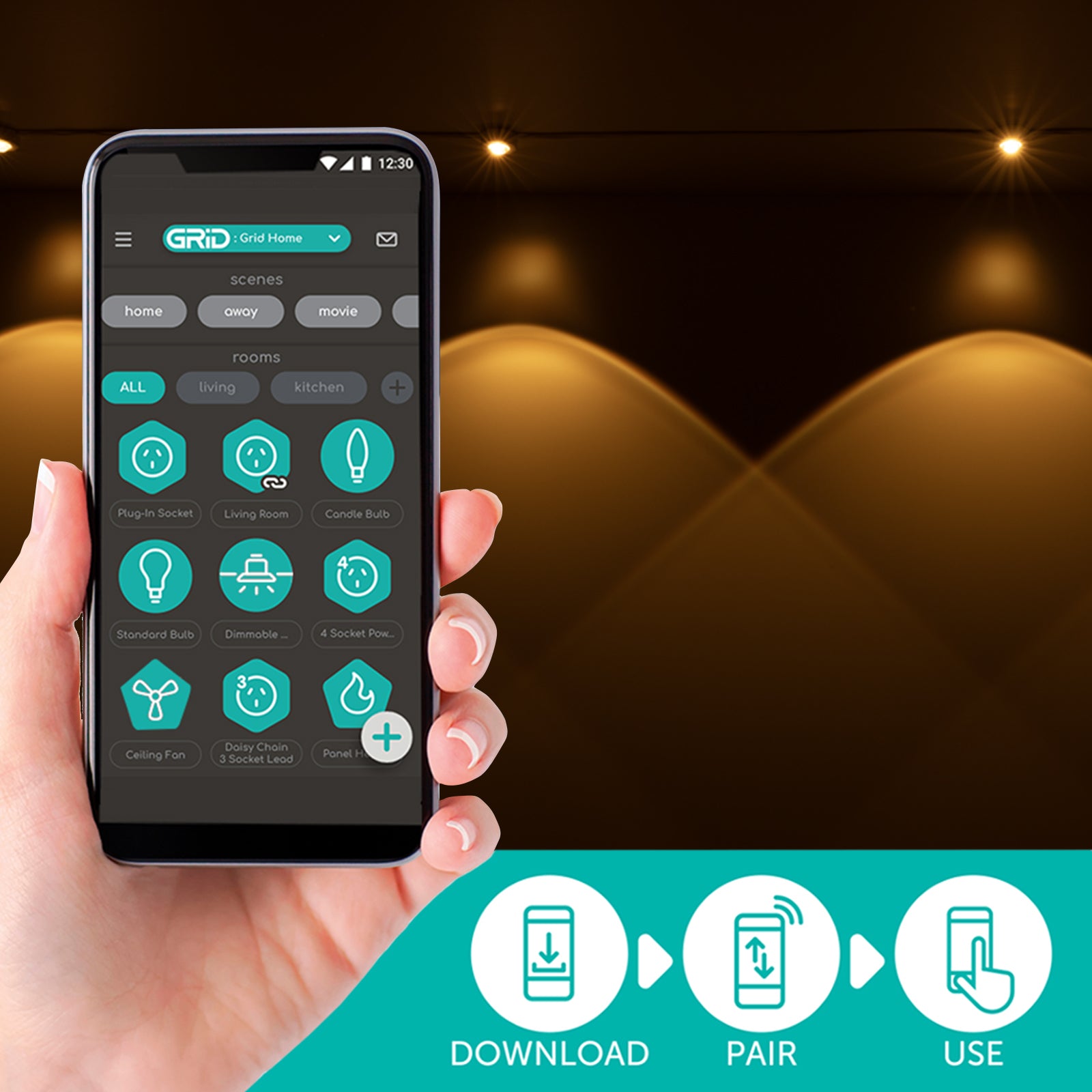 5m RGB CCT smart wall washing lights, Grid Connect app controlled by Arlec