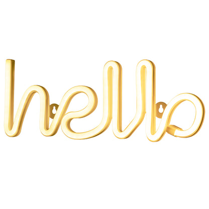 Arlec Hello LED neon wall sign in warm white for home or office decor