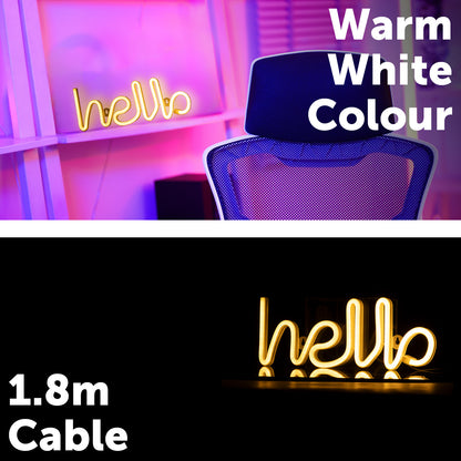 Arlec Hello LED neon wall sign in warm white for home or office decor