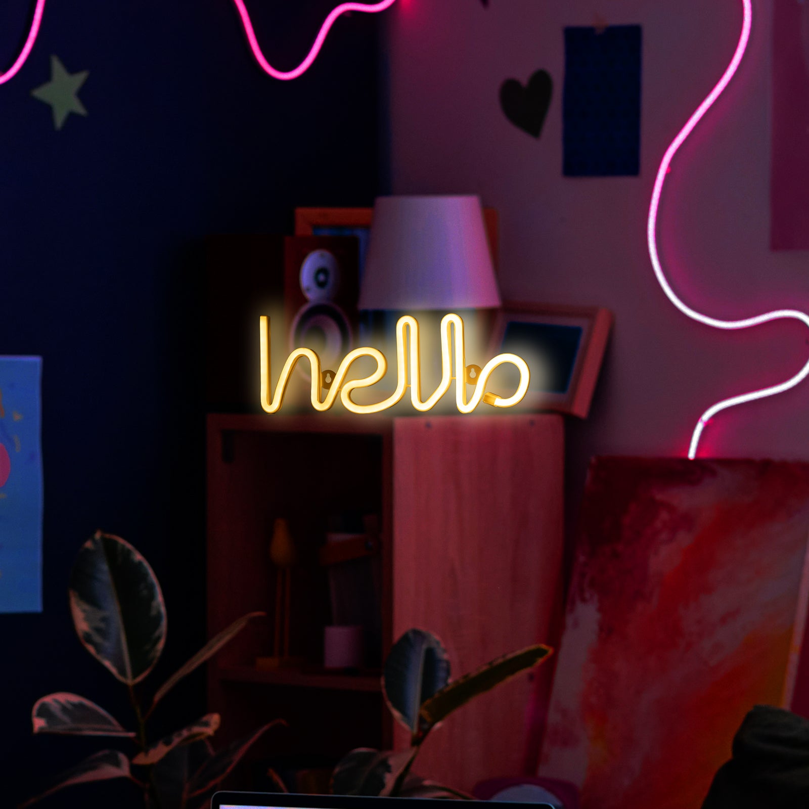 Arlec Hello LED neon wall sign in warm white for home or office decor