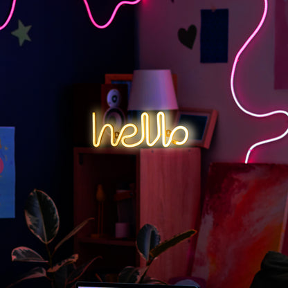 Arlec Hello LED neon wall sign in warm white for home or office decor