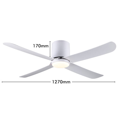 arlec 127cm hugger ceiling fan – low-profile ceiling fan with light; matte white 4 blade fan; space-saving cct ceiling fan