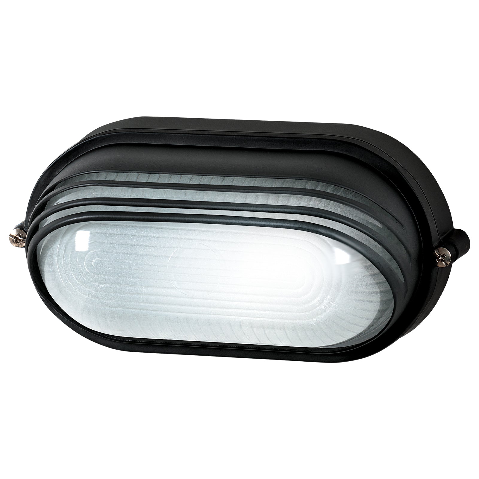 Arlec Large Black Oval Louvred Bunker Light - bunker wall light