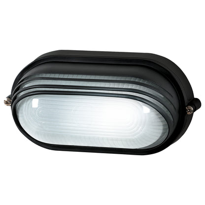 Arlec Large Black Oval Louvred Bunker Light - bunker wall light