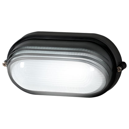 Arlec Large Black Oval Louvred Bunker Light - bunker wall light