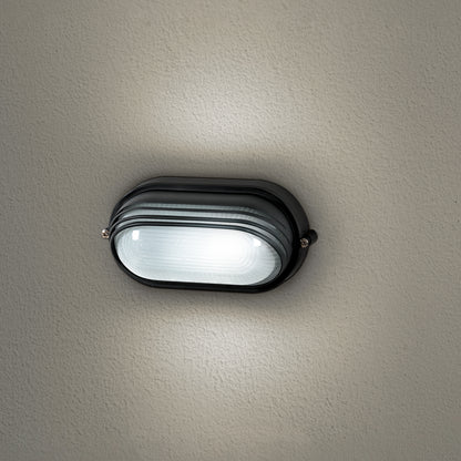 Arlec Large Black Oval Louvred Bunker Light - bunker wall light