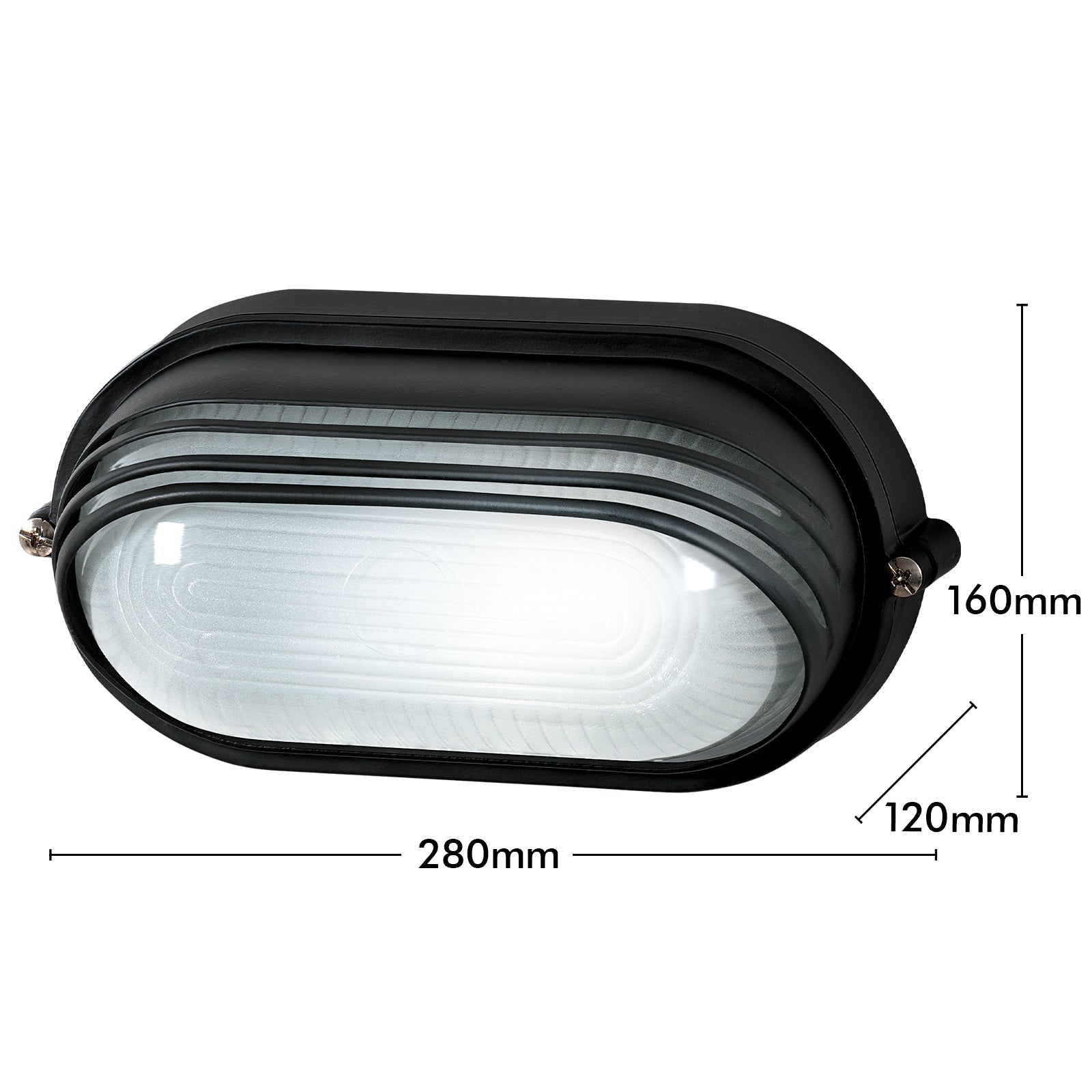 Arlec Large Black Oval Louvred Bunker Light - bunker wall light