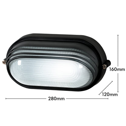 Arlec Large Black Oval Louvred Bunker Light - bunker wall light