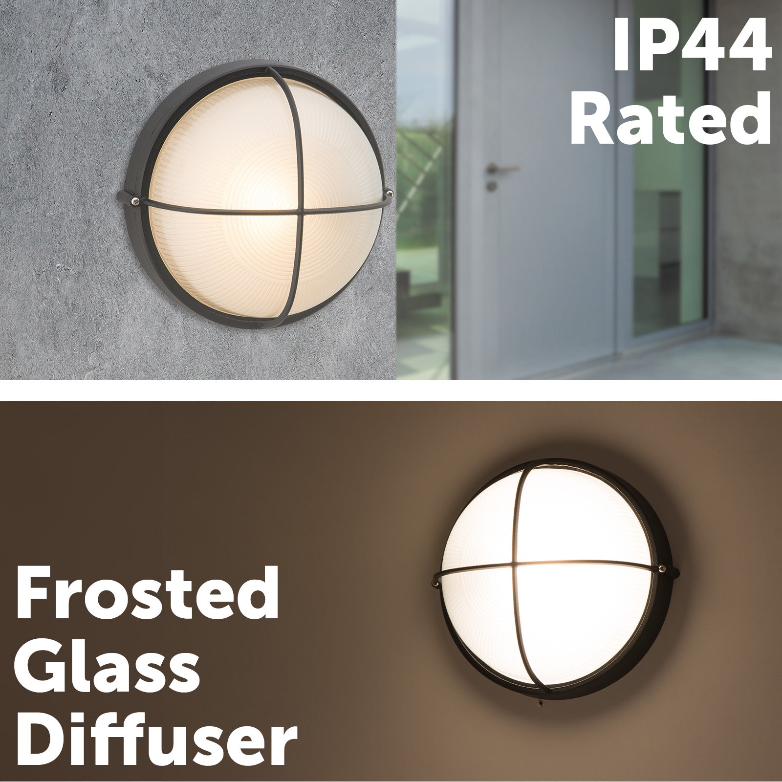 Arlec Large Kent Aluminium Bunker Light - bunker wall light