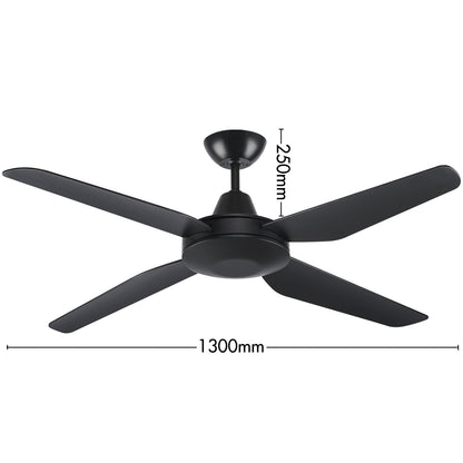 Arlec 130cm black smart ceiling fan with LED light and 6-speed remote