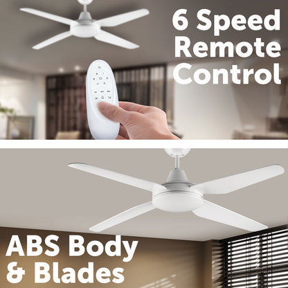 Arlec 130cm white smart ceiling fan with LED and remote