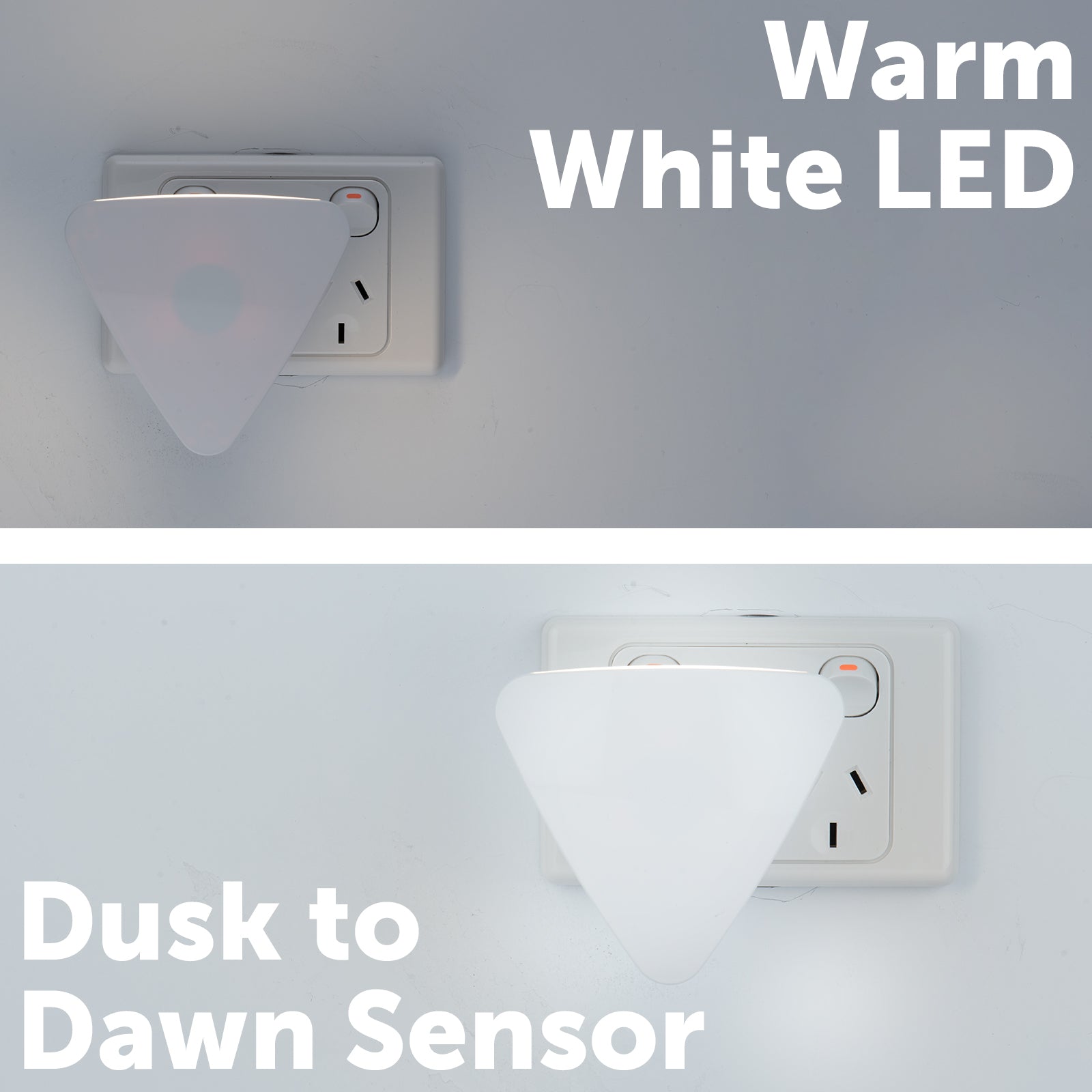 Arlec dusk to dawn plug-in night light with soft warm glow for indoor areas