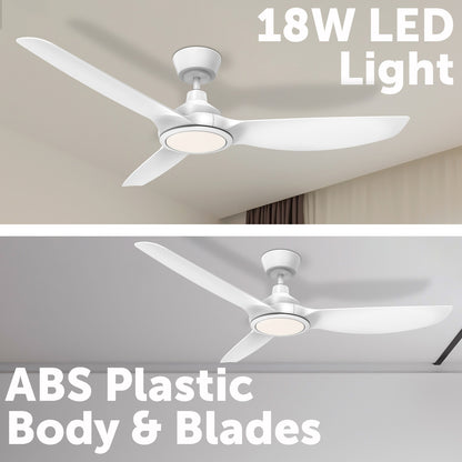 arlec 130cm nusa 3-blade ceiling fan – energy-efficient ceiling fan; tri-colour led with remote; modern quiet fan for home