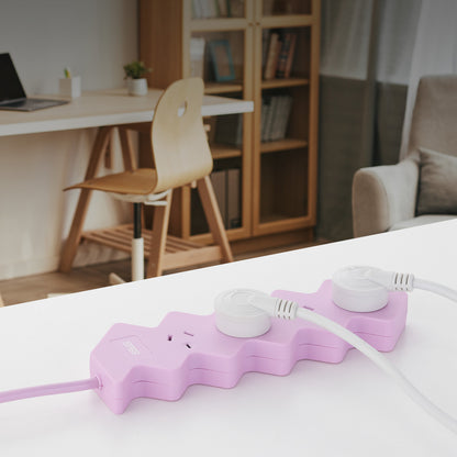 4 outlet pink powerboard – zig zag – zigzag design powerboard in pink color with 4 outlets