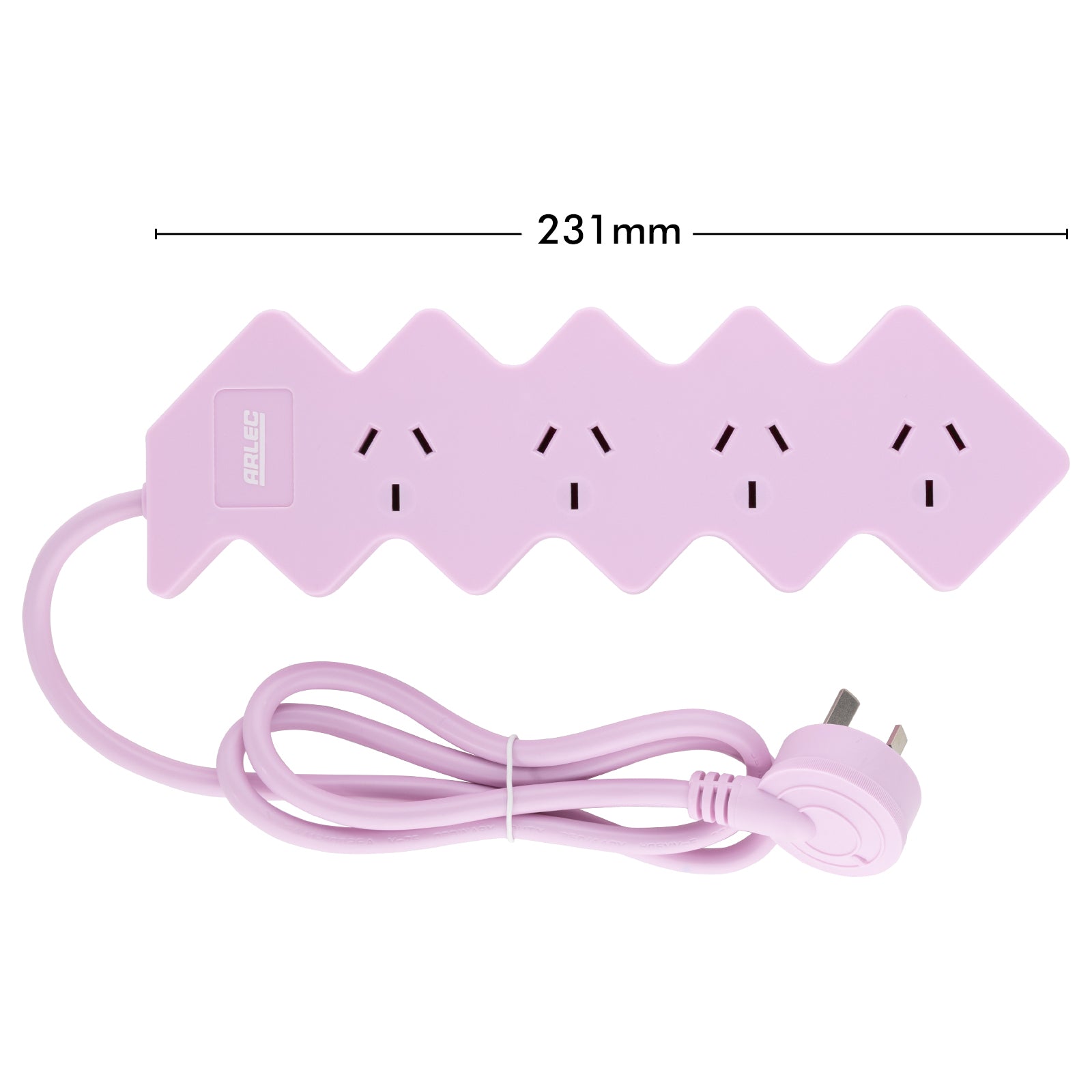 4 outlet pink powerboard – zig zag – zigzag design powerboard in pink color with 4 outlets