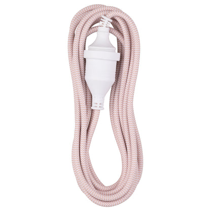 5m Braided Extension Lead Pink - stylish pink power cord, 5m braided extension, decorative cable