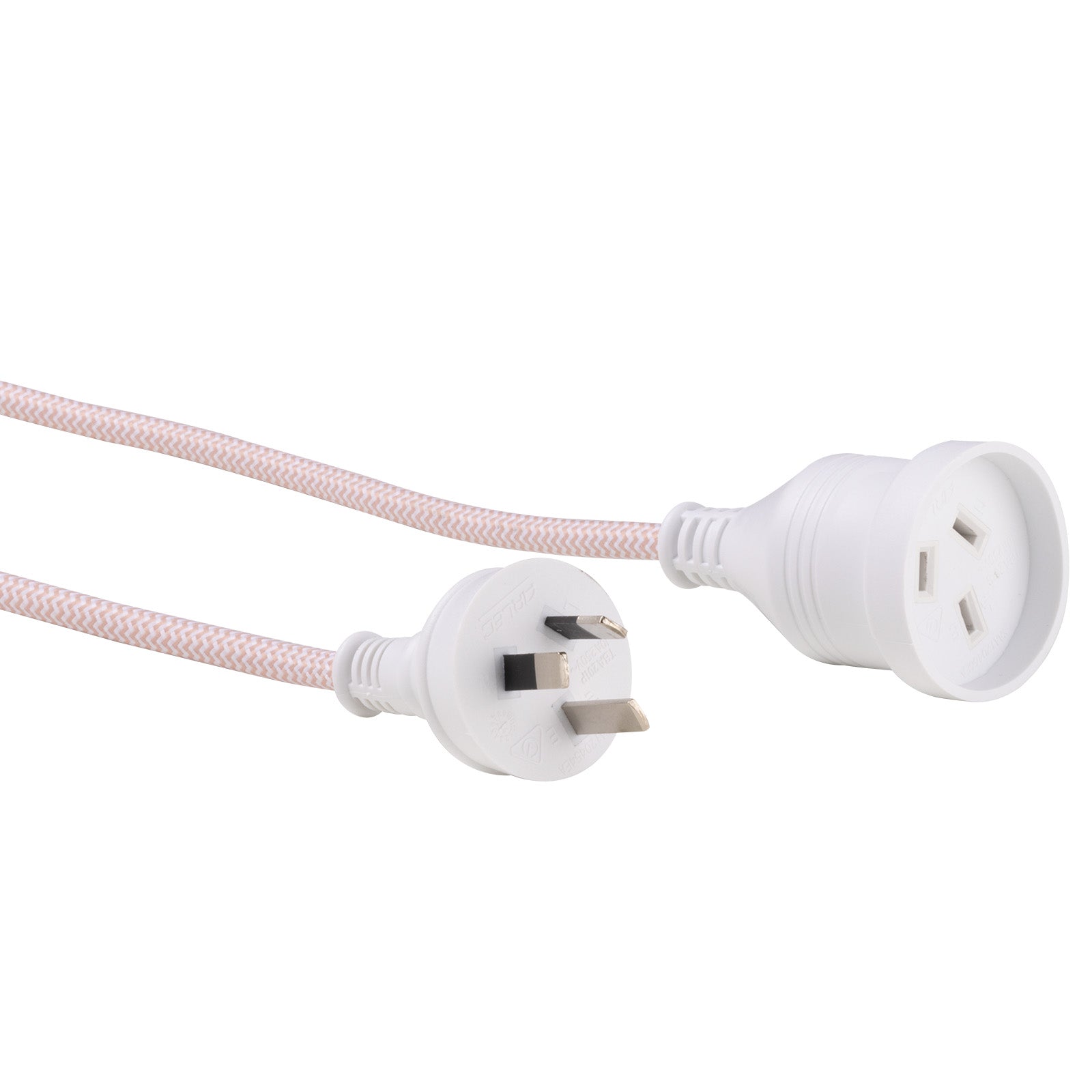 5m Braided Extension Lead Pink - stylish pink power cord, 5m braided extension, decorative cable