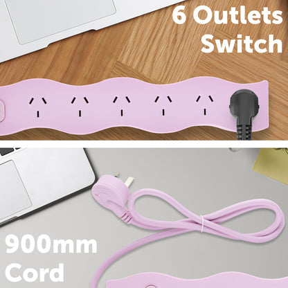 6 outlet pink powerboard – wave – wave pattern pink surge powerboard for home use