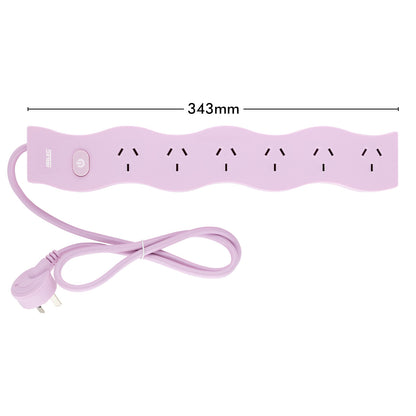 6 outlet pink powerboard – wave – wave pattern pink surge powerboard for home use