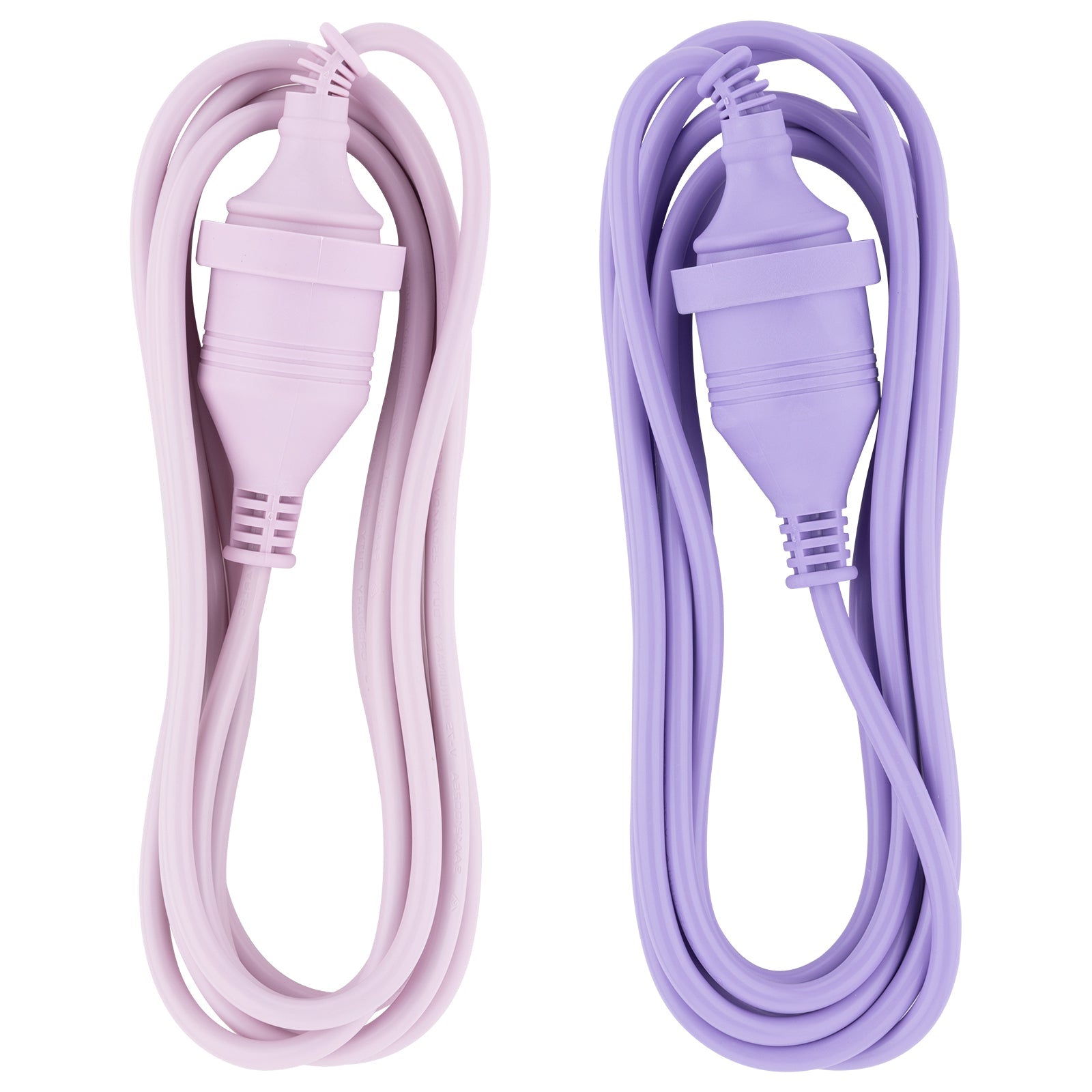 3m Power Lead Pink/Lilac - colourful extension lead, 3m indoor cable, decorative power cord