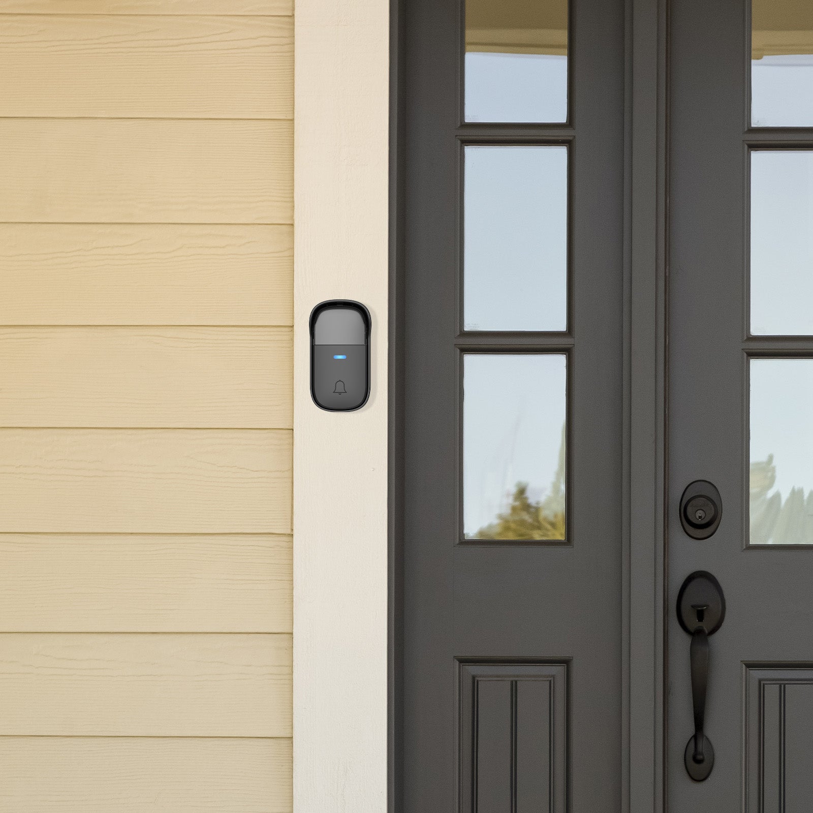 Arlec Plug-in Door Chime With 150m Wireless Kinetic Push Button - Black – wireless door chime, plug-in doorbell, smart kinetic chime