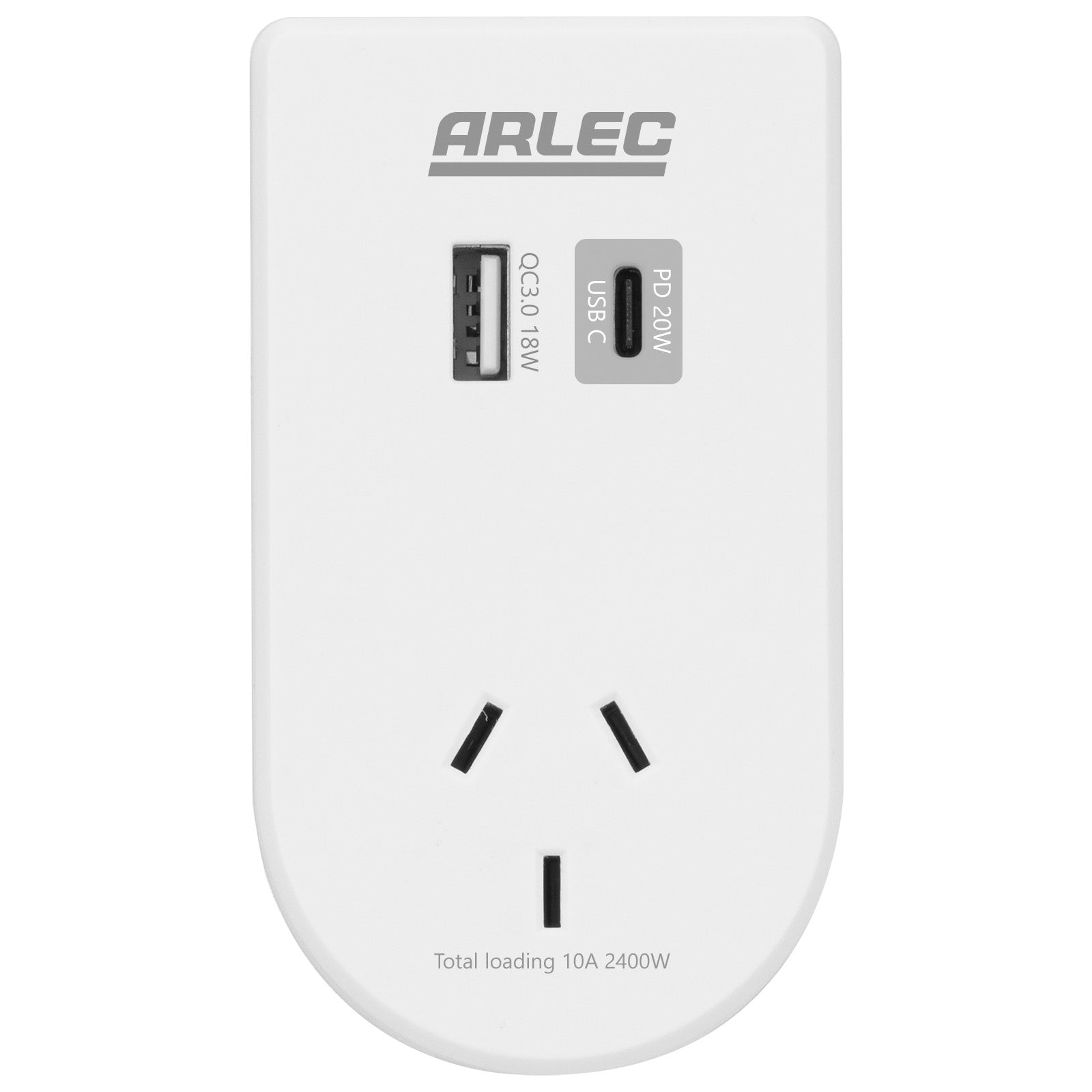 Wall power adaptor with phone holder and PD20W USB charger – Arlec