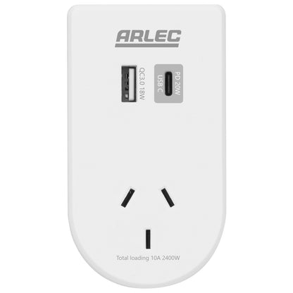 Wall power adaptor with phone holder and PD20W USB charger – Arlec