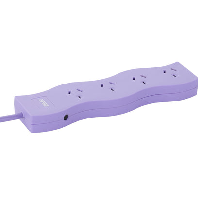 4 outlet lilac powerboard – wave – lilac colored wave style powerboard for decorative interiors