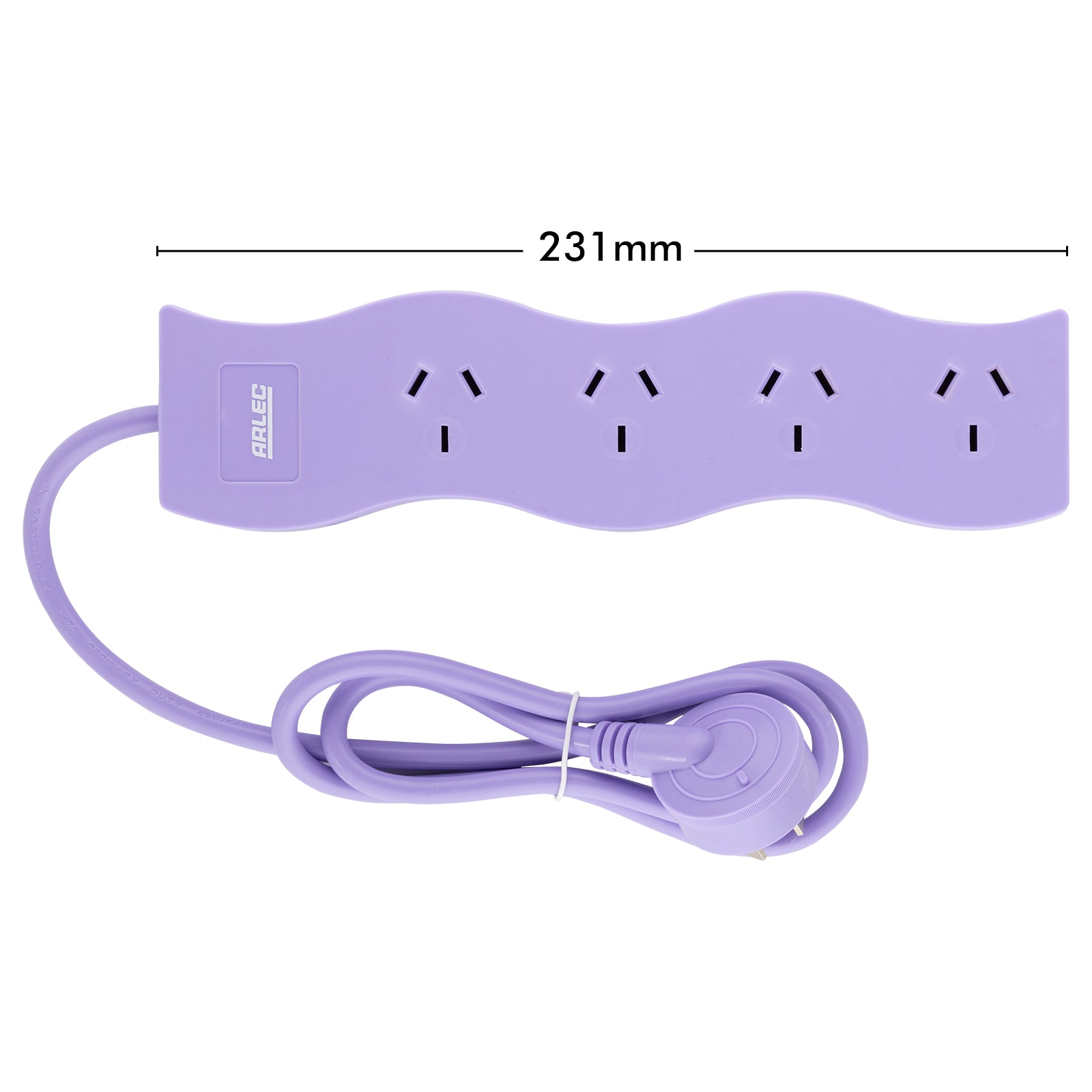 4 outlet lilac powerboard – wave – lilac colored wave style powerboard for decorative interiors