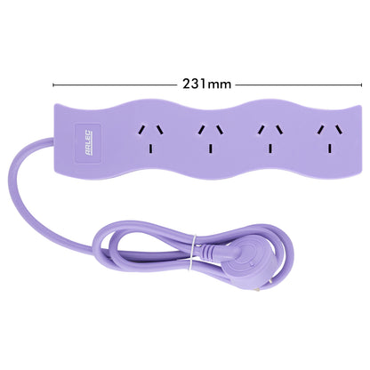 4 outlet lilac powerboard – wave – lilac colored wave style powerboard for decorative interiors